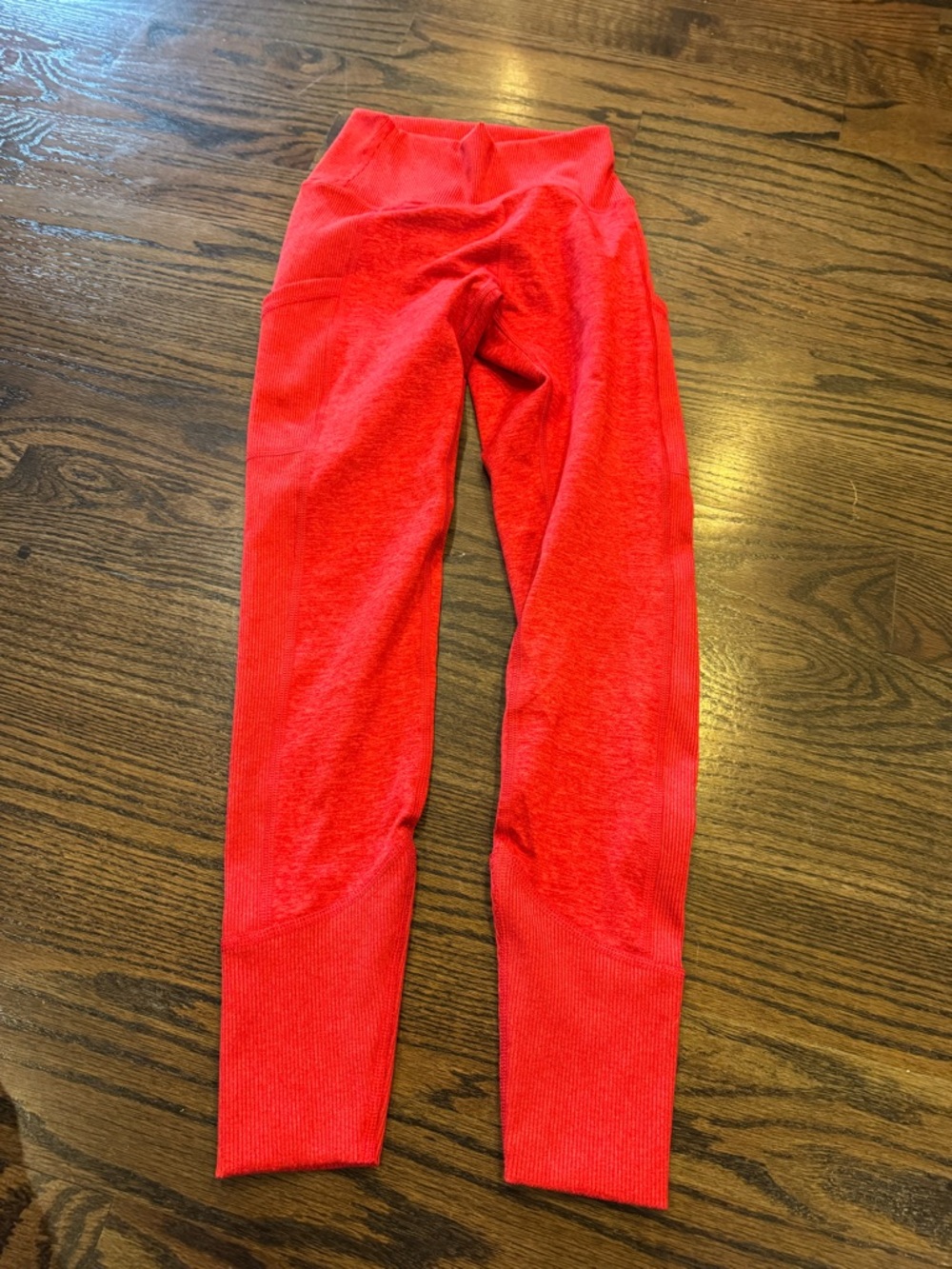 aerie Red Ribbed Leggings with pockets